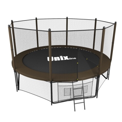 Батут с сеткой и лестницей UNIX line Black&Brown 12 ft outside