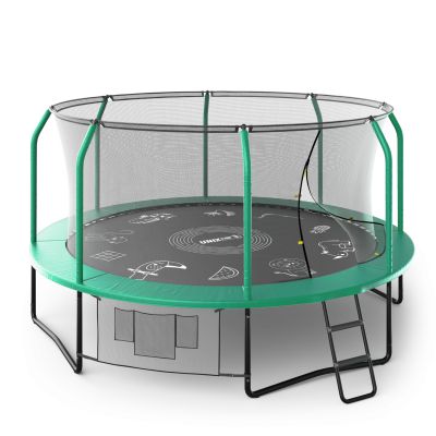 Батут с сеткой и лестницей UNIX line Supreme Game 14 FT green