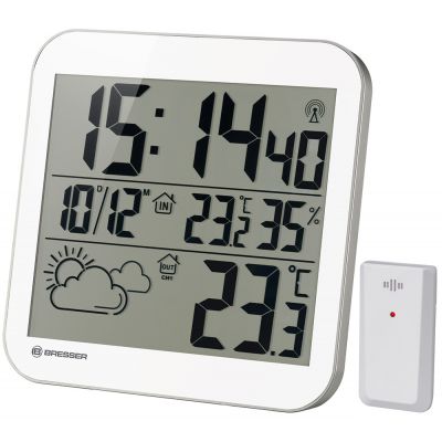 Настенные часы-метеостанция Bresser MyTime LCD белые