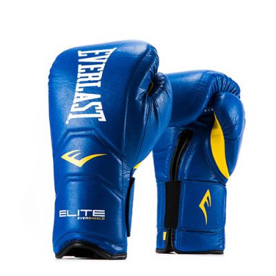 Перчатки тренировочные на липучке Everlast Elite Pro 16oz синие