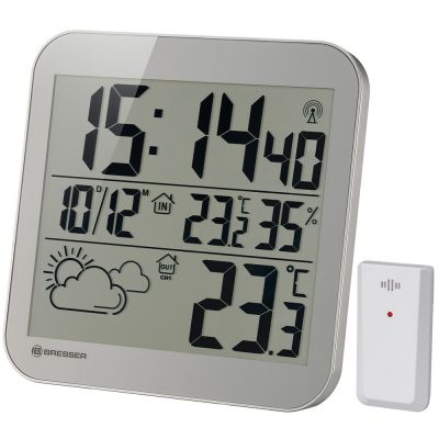 Настенные часы-метеостанция Bresser MyTime LCD серебристые