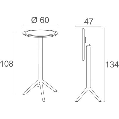 Стол пластиковый барный складной Siesta Contract Sky Folding Bar Table 60