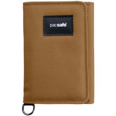Кошелек антивор Pacsafe RFIDsafe trifold wallet, коричневый