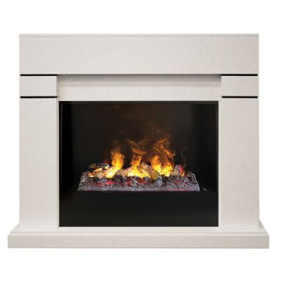Электрокамин пристенный Real Flame Lindelse WT с очагом 3D Cassette 630 (Black вставка)