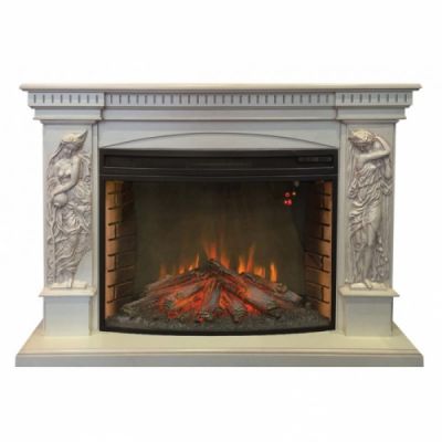 Портал с резным рисунком богини плодородия Real Flame Diva WT с очагом Firespace 33 S IR