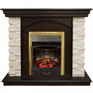 Электрокамин пристенный Real Flame Elford AO с очагом Fobos s Lux BL/BR, Majestic s Lux BL/BR