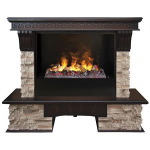 Электрокамин пристенный Real Flame Rockland HL AO с очагом 3D Cassette 630 (Black вставка)
