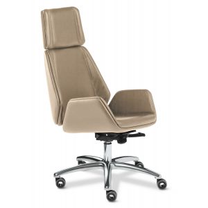 Кресло Multi-Office Siena Chrome A, кожа бежевая Madras Naturale