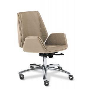 Кресло Multi-Office Siena Chrome B, кожа бежевая Madras Naturale