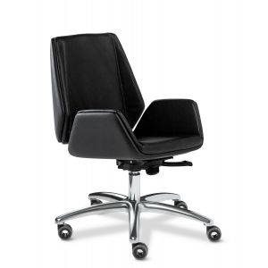 Кресло Multi-Office Siena Chrome B, кожа черная